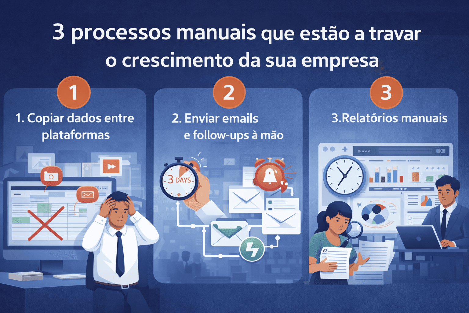 3 processos manuais que estão a travar o crescimento da sua empresa